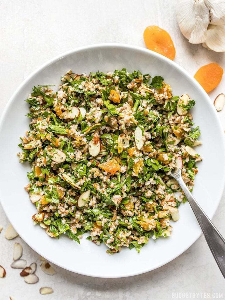 Parsley Salad with Almonds and Apricots Budget Bytes