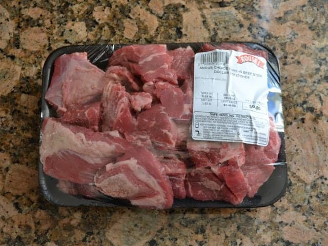 Beef Stew Meat in the package