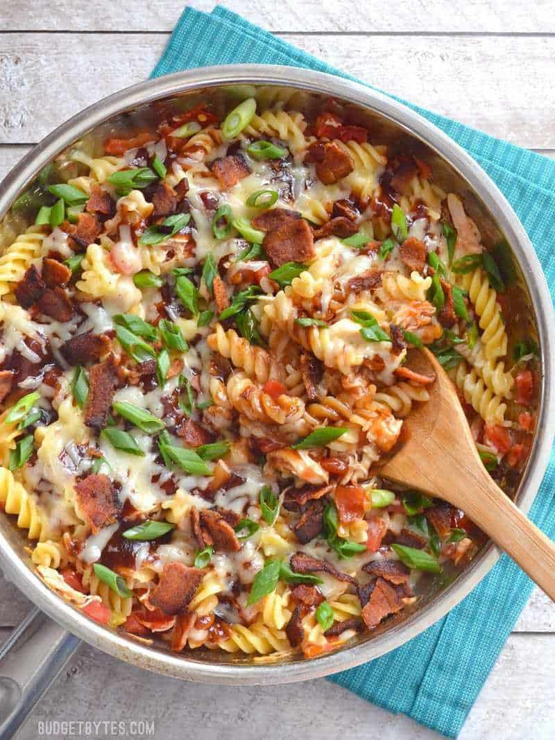 Smoky BBQ sauce, salty bacon, and creamy Monterrey Jack cheese come together in this quick, one-dish Monterrey Chicken Skillet. BudgetBytes.com