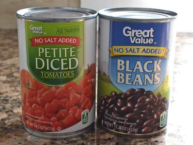 Can of Diced Tomatoes and can of Black Beans