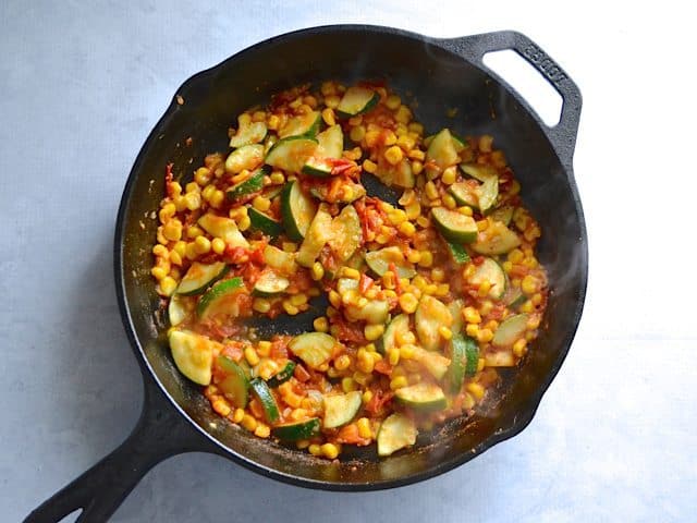 Sautéed Vegetables in cast iron skillet 