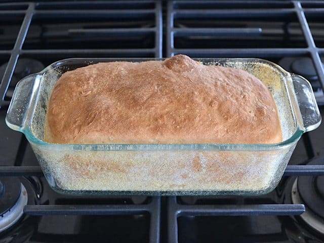 Baked Bread in pan on stove top 