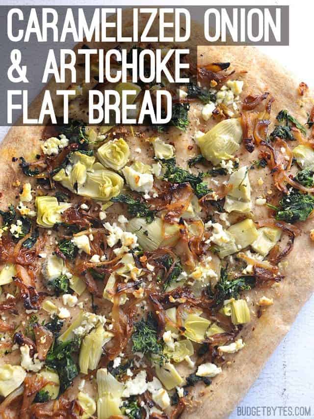 Caramelized Onion and Artichoke Flat Bread - BudgetBytes.com