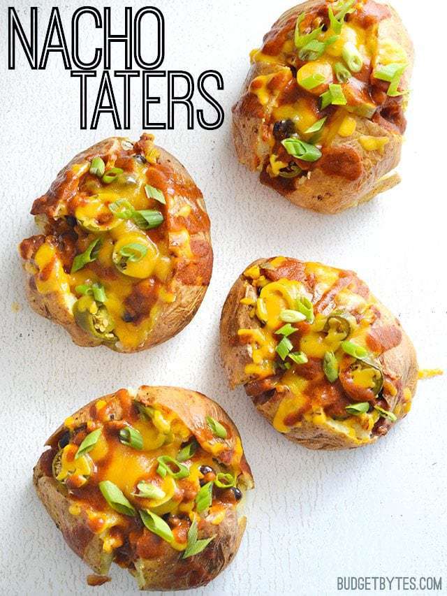 Top view of four Nacho Taters