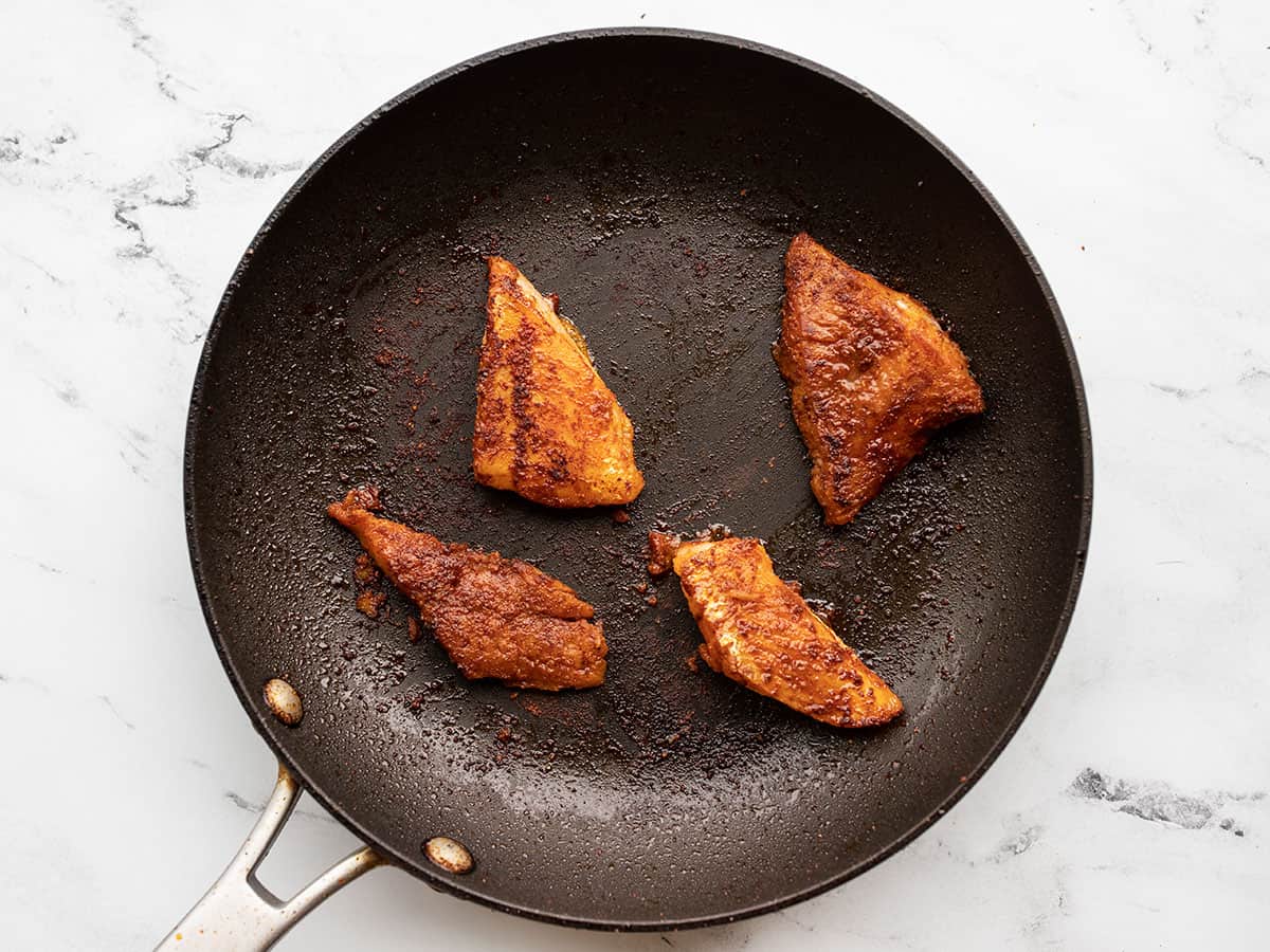 Fish cooked in the skillet