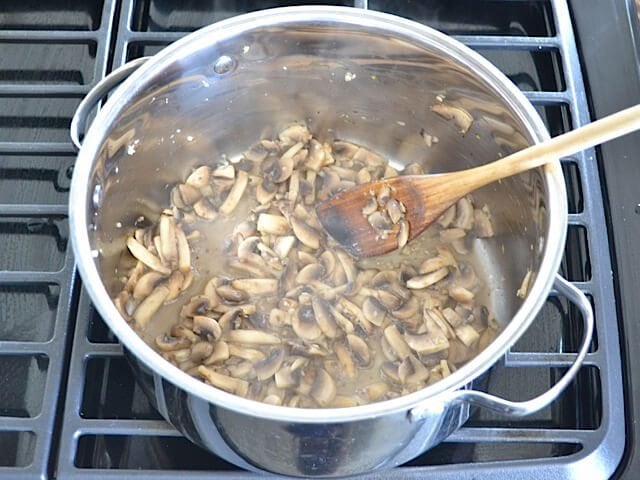 Sautéing Mushrooms in pot 