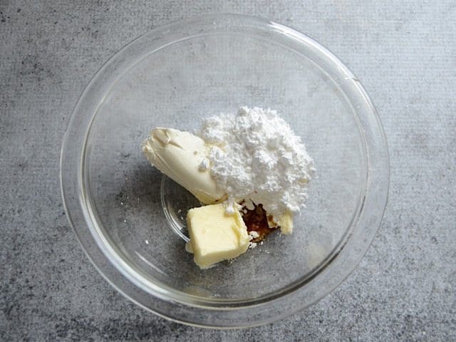 Icing ingredients in mixing bowl 