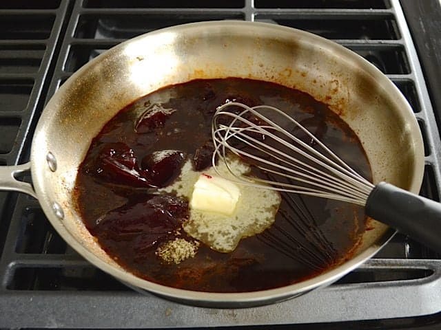 Making pan sauce on stove top 