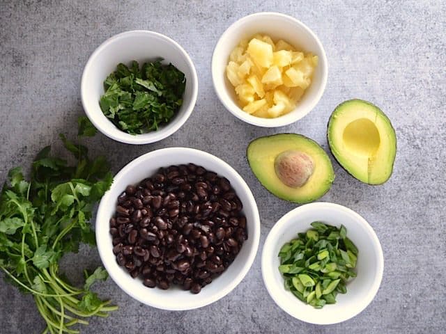 Toppings in small bowls