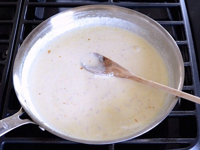 Ricotta and Milk sauce in skillet