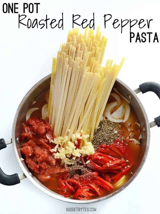 One Pot Roasted Red Pepper Pasta - BudgetBytes.com