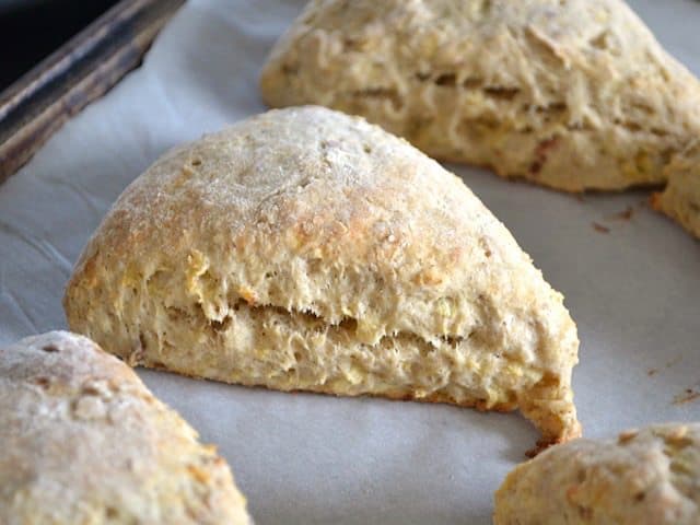 Baked Apple Pie Scones, close up side view