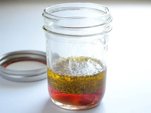 Dressing Ingredients in a small mason jar