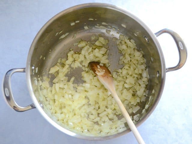 Onions and Garlic sautéed in the pot