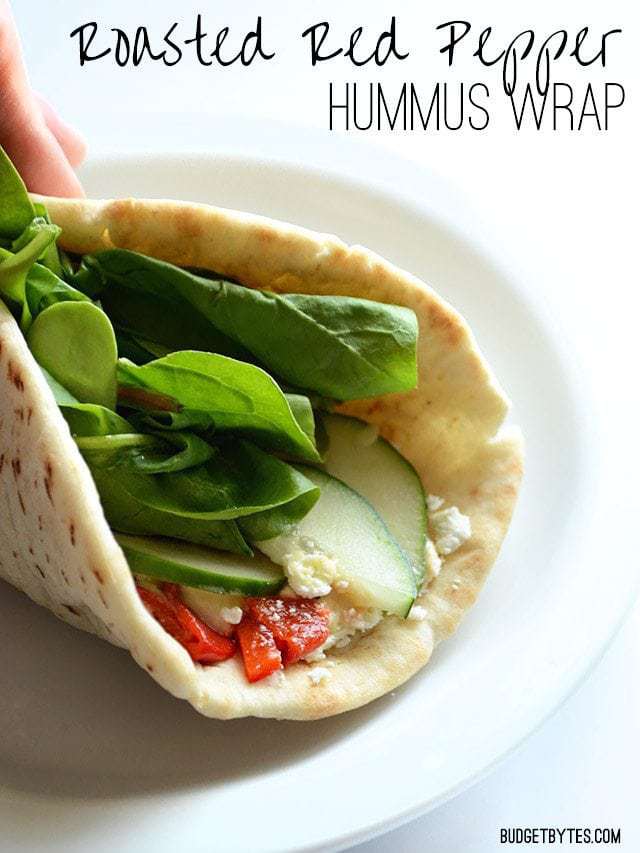 Roasted Red Pepper Hummus Wrap - BudgetBytes.com