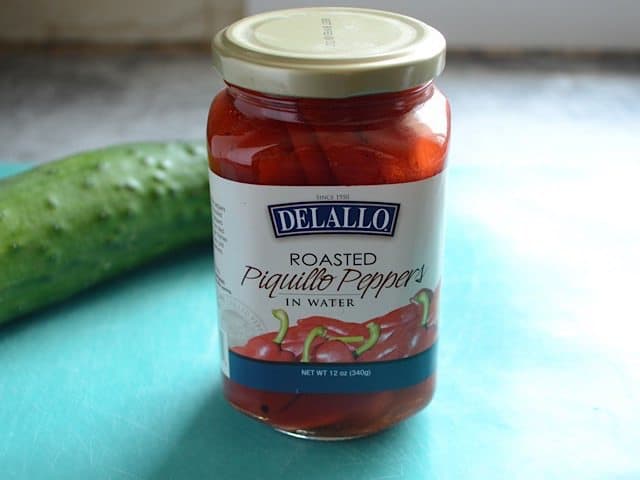 Jar of roasted red peppers