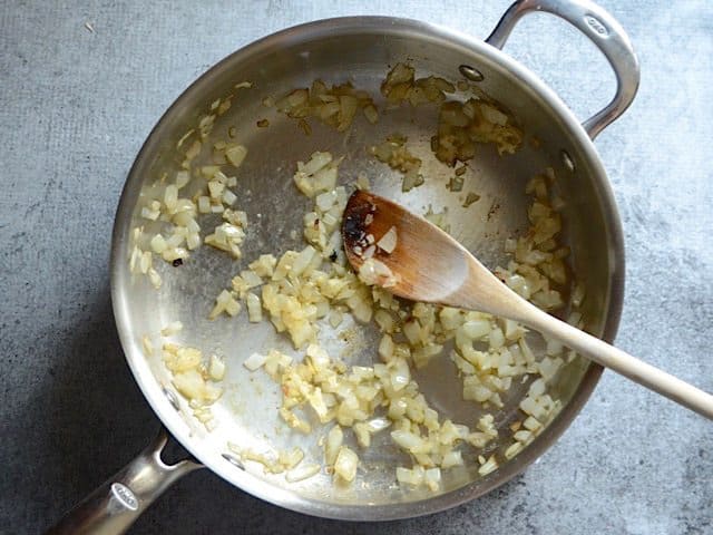 Sautéed Onions and Garlic in the skillet