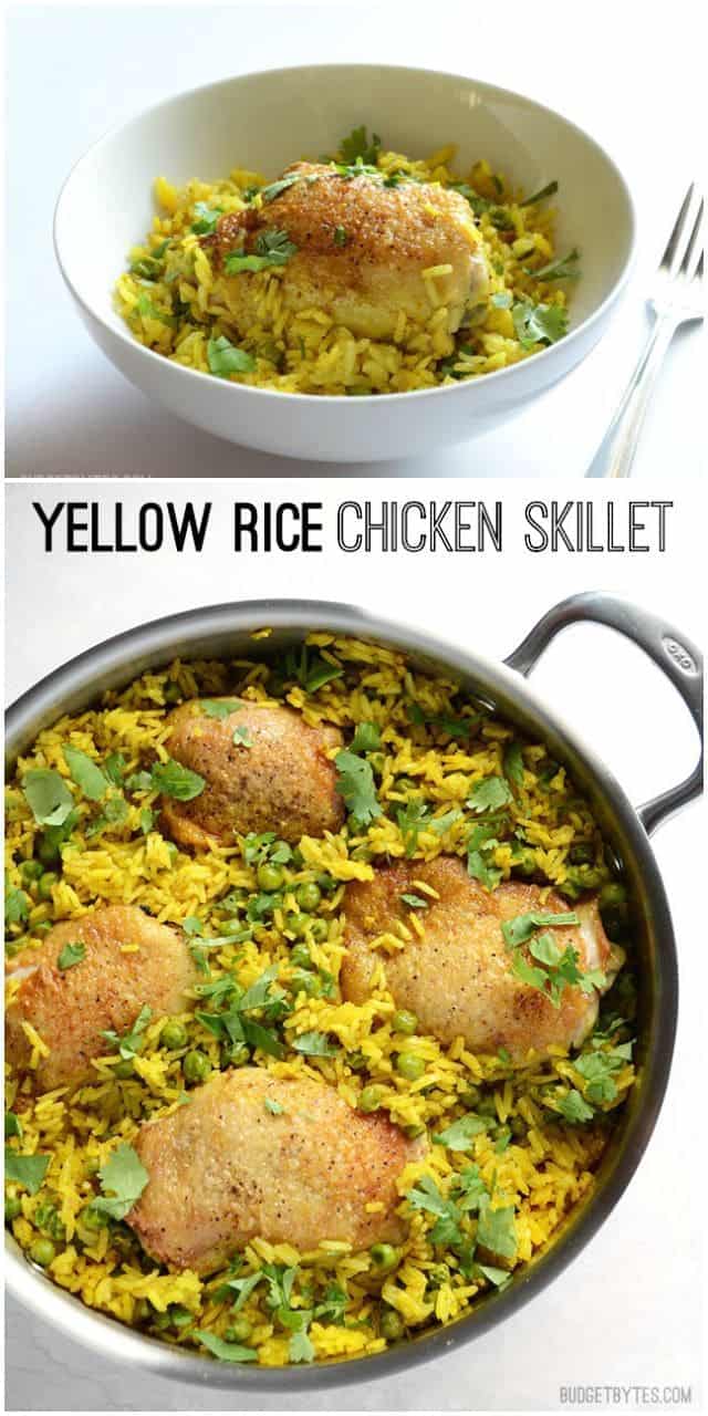 Yellow Rice Chicken Skillet - BudgetBytes.com