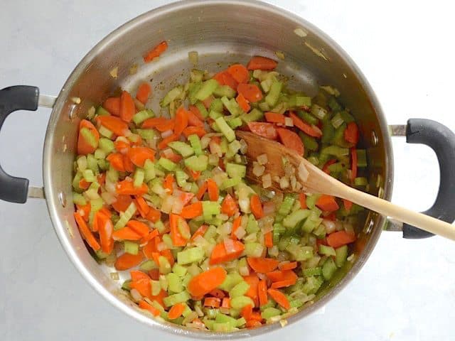 Sautéed Vegetables in the soup pot