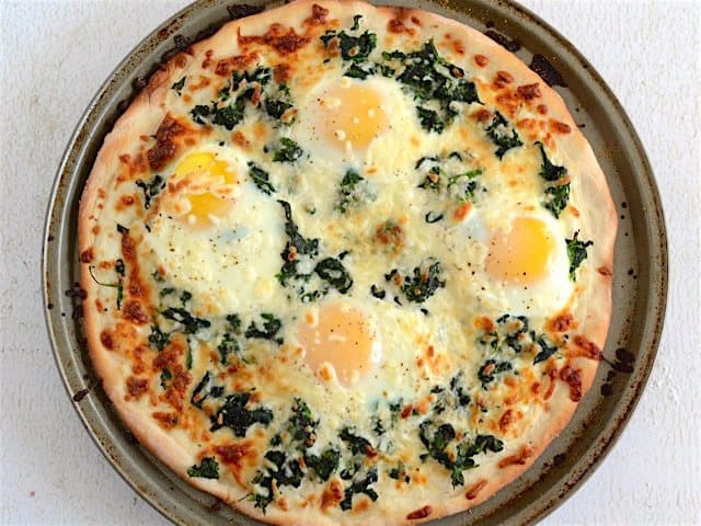 Baked Breakfast Pizza on the pizza pan