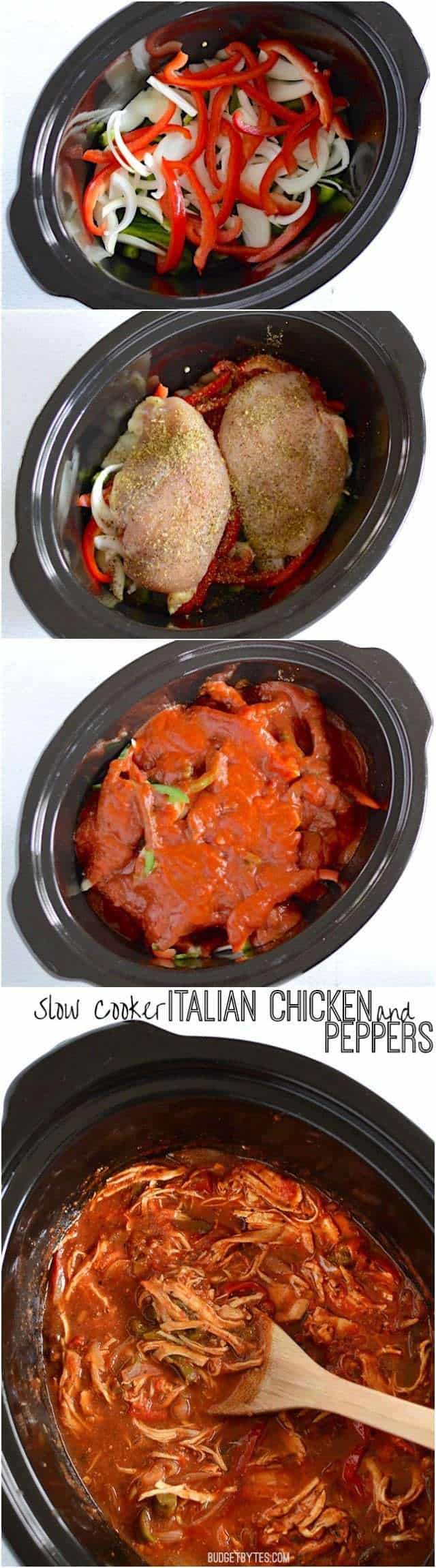 Slow Cooker Italian Chicken and Peppers - BudgetBytes.com