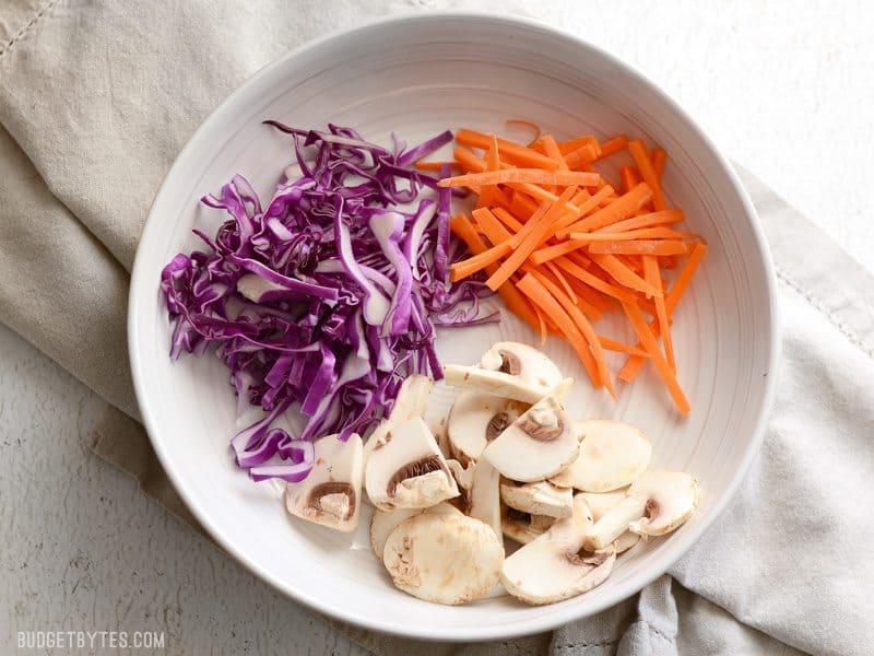 Sliced fresh vegetables in Bowl