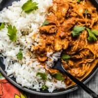 This Slow Cooker Chicken Tikka Masala boasts a rich and aromatic sauce, and tender juicy chicken. Make four servings for the price of one take out! Budgetbytes.com