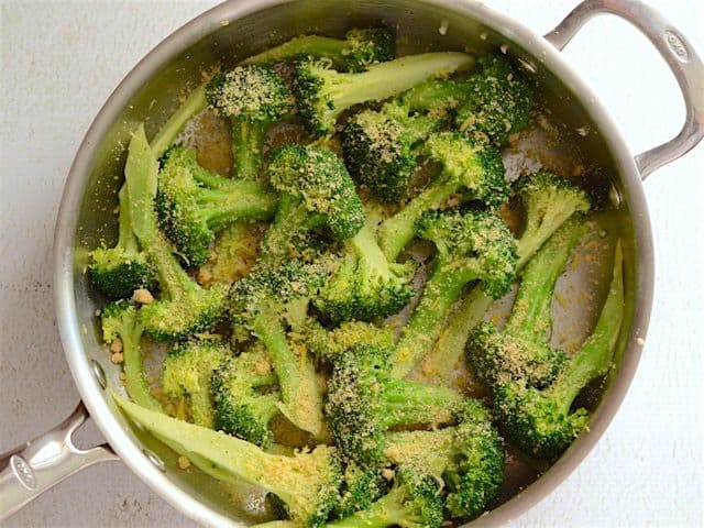 Broccoli Topped with Parmesan Salt and Pepper
