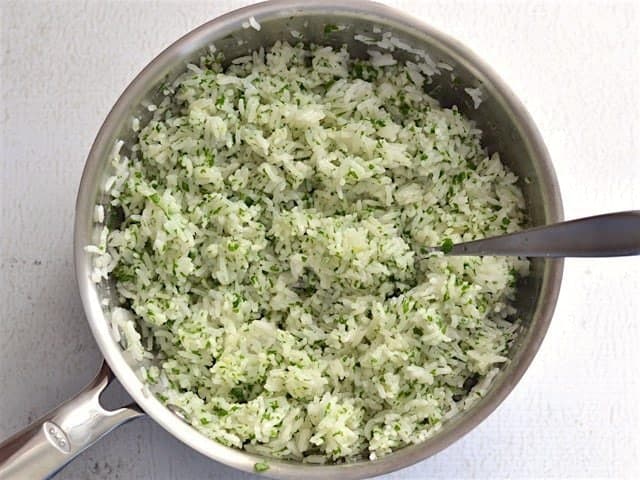 lemon parsley mixture folded into rice