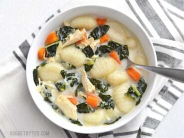 Kale Chicken and Gnocchi Soup - BudgetBytes.com