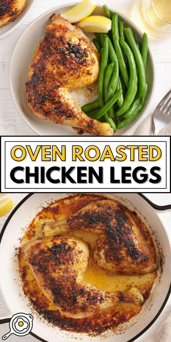 oven roasted chicken legs pin image