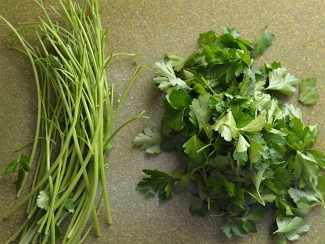 Parsley Leaves pulled from the stems