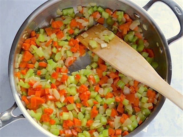 Sautéed Carrots and Celery in the skillet