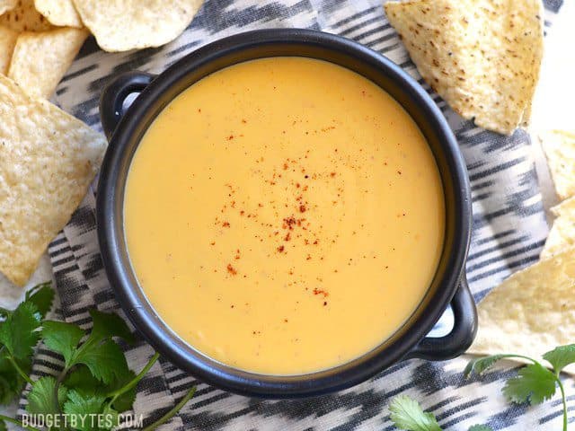 Big bowl full of rich and creamy 5 Minute Nacho Cheese Sauce