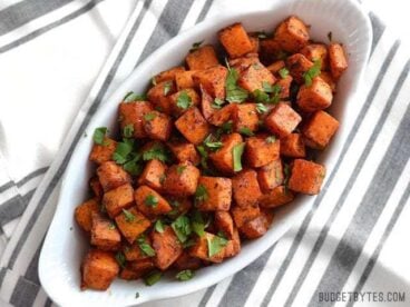 Chili Roasted Sweet Potatoes - BudgetBytes.com