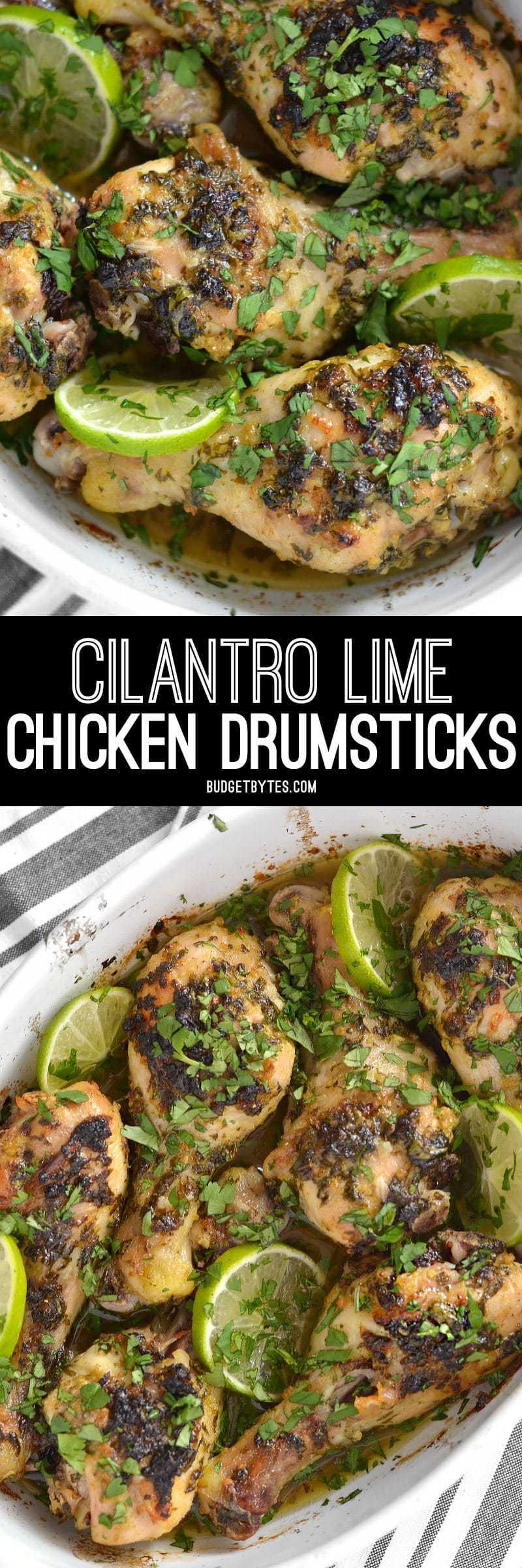 These garlicky Cilantro Lime Chicken Drumsticks are like a blast of summer to get you through those winter blues. Also great for the grill! BudgetBytes.com