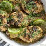 Close-up of cilantro lime chicken drumsticks.