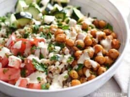Mediterranean Farro Salad with Spiced Chickpeas - BudgetBytes.com