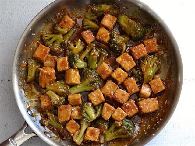 Sauced Tofu and Broccoli for Pan Fried Sesame Tofu with Broccoli - BudgetBytes.com