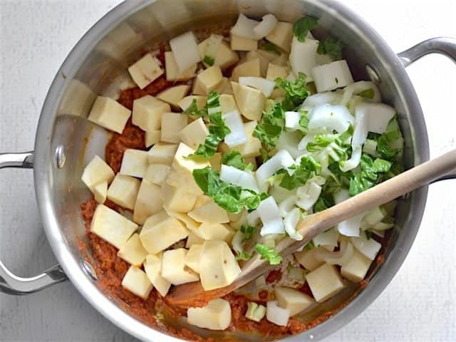 Add Hard Vegetables for Thai Curry Vegetable Soup