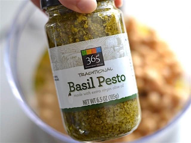 Basil Pesto jar close up