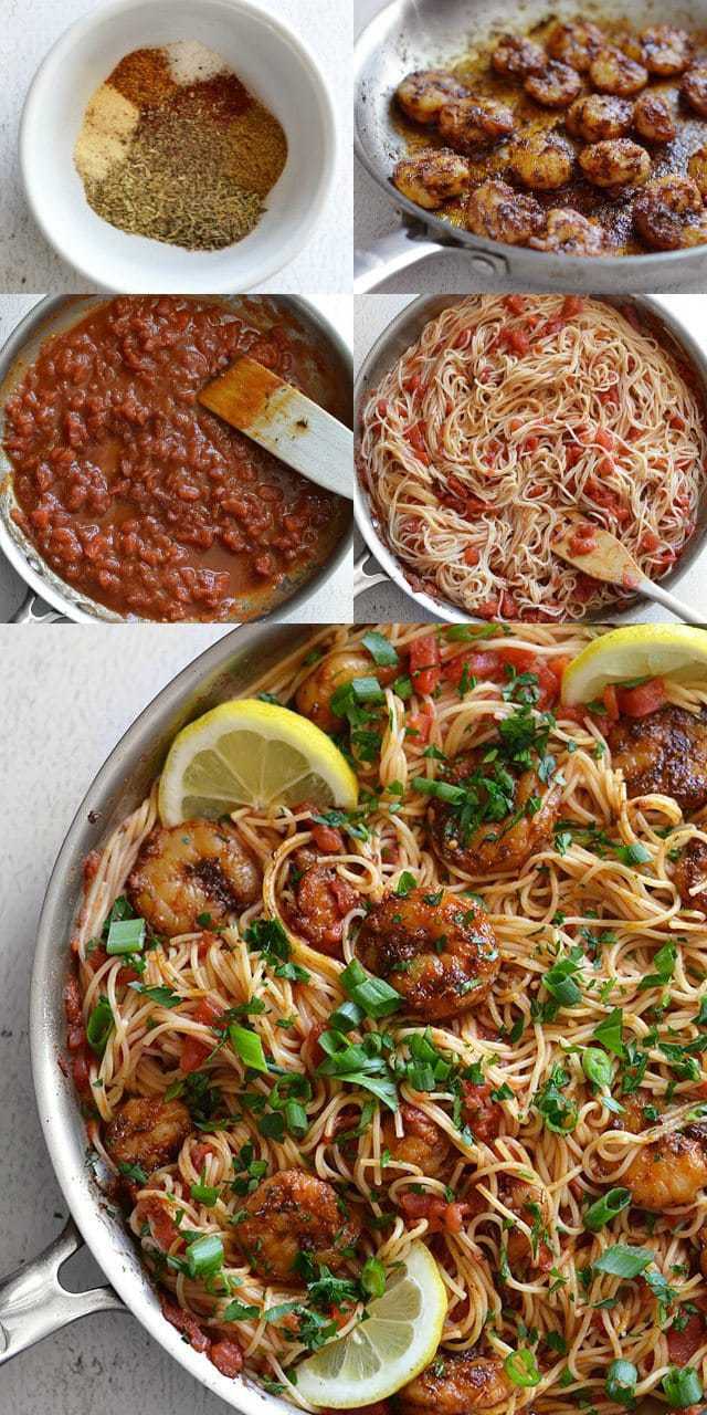 Blackened Shrimp Pasta - A 30 minute Pasta Dinner with Fresh Shrimp, Homemade Blackening Seasoning, Tomatoes, and Fresh Herbs. - BudgetBytes.com