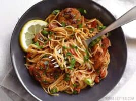 Blackened Shrimp Pasta - A 30 minute Pasta Dinner with Fresh Shrimp, Homemade Blackening Seasoning, Tomatoes, and Fresh Herbs. - BudgetBytes.com