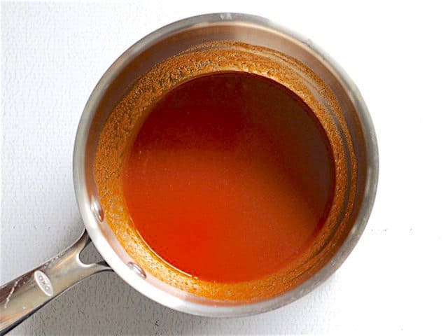 Honey Sriracha Wing Sauce in a sauce pot