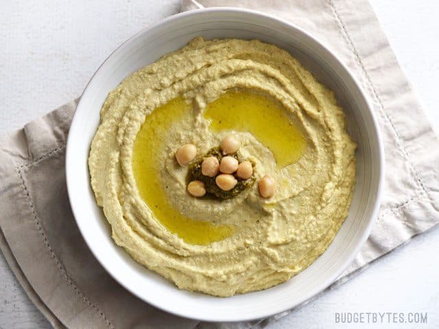 Pesto Hummus - BudgetBytes.com