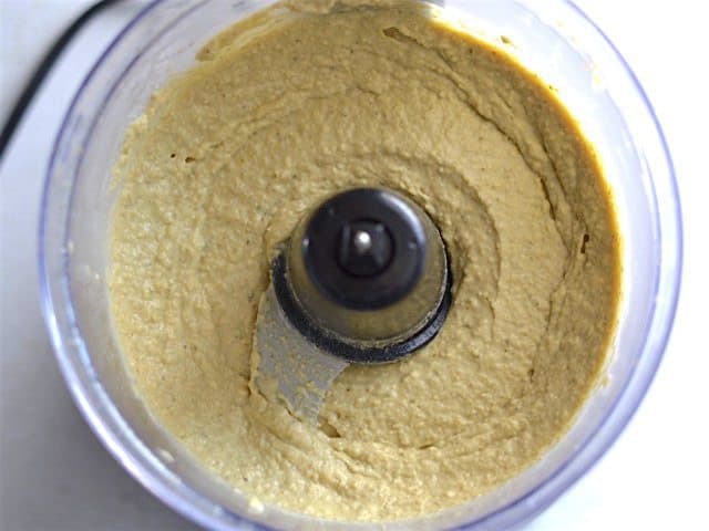 Processed Hummus in the food processor
