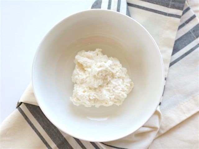 Add Three Cheese Ricotta Blend to the serving bowl