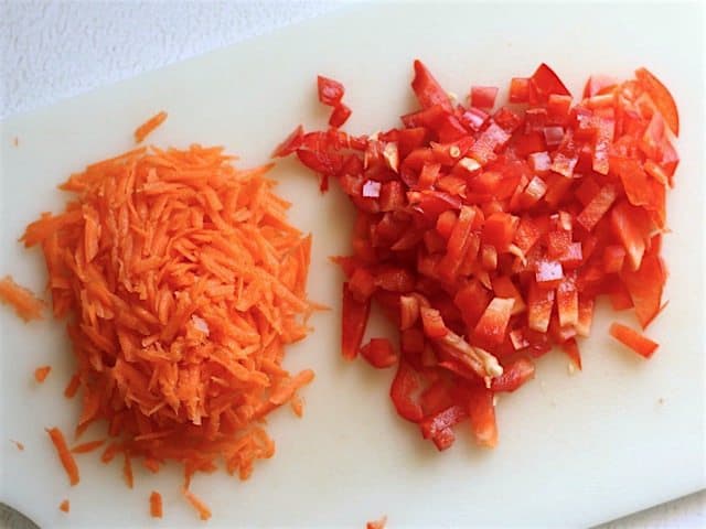 Shredded Carrot and chopped Red Bell Pepper