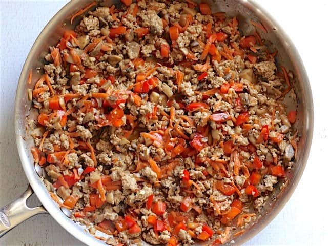 Sauced Pork and Vegetables in the skillet