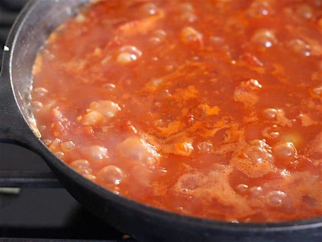 Simmering Tomato Sauce in the skillet